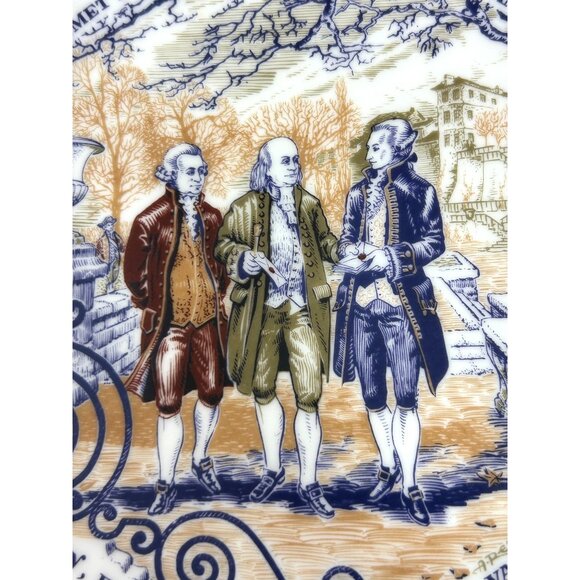 Henri D’Arceau Limoges Vintage Plate 1977 Lafayette Benjamin Franklin Message Fr - Picture 3 of 14